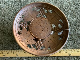 Vintage Musical Wooden Fruit Bowl Hand Carved Made In Switzerland