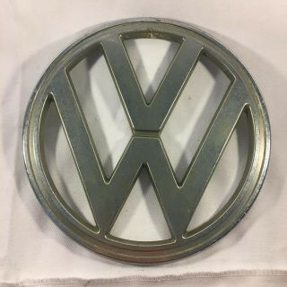 Vintage Oem Vw Bus Emblem 7 " Volkswagen Front Nose Badge Chrome Silver
