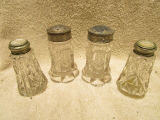 4 Vintage Cut Glass Clear S&p Salt Pepper Shakers