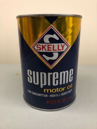 Vintage Skelly Supreme Oklahoma Composite Motor Oil Can Quart 3