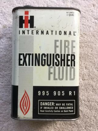 Vintage International Harvester Fire Extinguisher Fluid 995 905 R1 Quart Tin Can