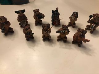 Carved Wooden Dog Music Band Orchestra Black Forest Miniature