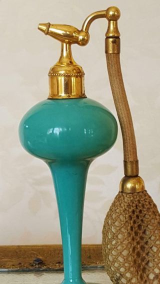 Gorgeous Antique Devilbiss Turquoise Blue Perfume Bottle Atomizer