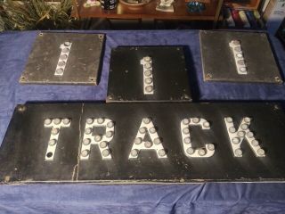 Vintage 1 Track Railroad Sign Porcelain With Aga Stimsonite Reflectors.