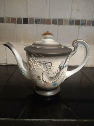 Vintage Dragonware Moriage Teapot Tea Pot Japan Hand Painted Wales China