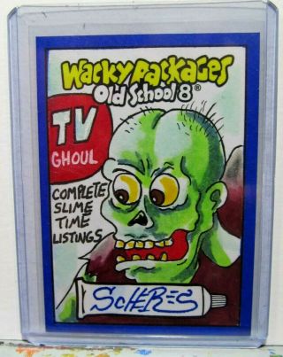 Wacky Packages Sketch Card Old School 8 Tv Ghoul Topps Zombie Corpse Scheres