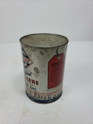 Vintage Skelly Fortified Tagolene Motor Oil 1 QT.  Oil Can Full 2