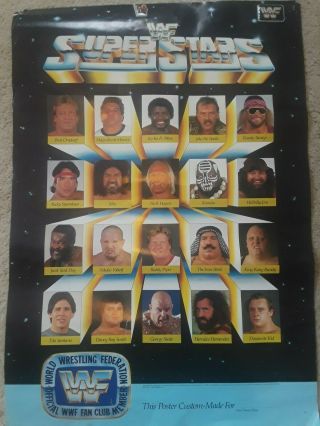 Wwf Superstars Fan Club Member Poster Vintage 1986 20 Wrestlers Hogan Piper