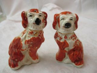 Vintage Japan Ceramic Salt & Pepper Shakers Staffordshire Dogs Style