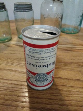 Rare Vintage Error Upside Down Label 1960s Budweiser Beer Tab Top Steel Can
