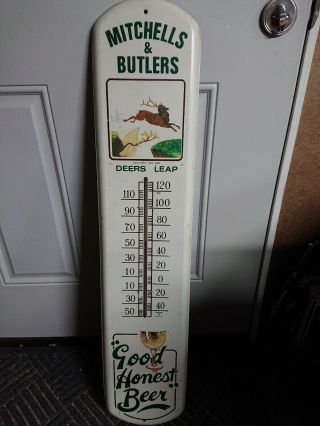 Rare 38 " Vintage Mitchells & Butlers " Good Honest Beer " Thermometer Deers Leap