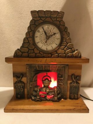 Vtg 1940 - 50’s United Usa Mantle Clock Motion Fireplace Country Rooster Hearth