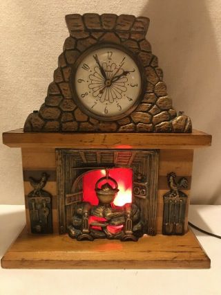 Vtg 1940 - 50’s United USA Mantle Clock MOTION Fireplace Country Rooster Hearth 2