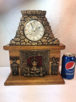 Vtg 1940 - 50’s United USA Mantle Clock MOTION Fireplace Country Rooster Hearth 3