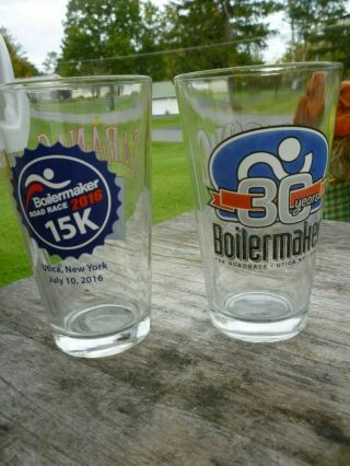 Saranac Beer Boilermaker 15k Run Utica York Pint Glasses (2007 And 2016)
