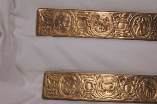 Antique TIFFANY STUDIOS York Bronze Zodiac Desk Art BLOTTER ENDS Pair 994 3