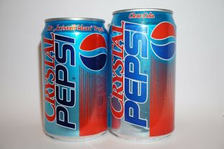 2 Pepsi Cola Soda Cans Germany & Usa; Crystal Clear Pepsi Cola,  90 