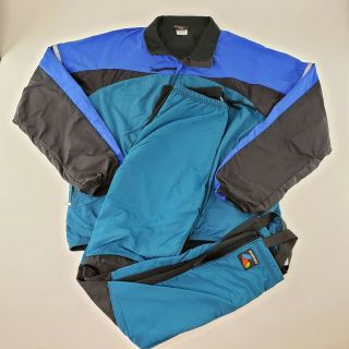 Vintage Bellwether Mens Fleece Lined Cycling Jacket & Pants Sz L Colorblock Usa