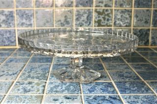 Vintage Hand Cut Crystal Pedestal Cake Stand,  Rose Etching,  Large,  Pretty Piece