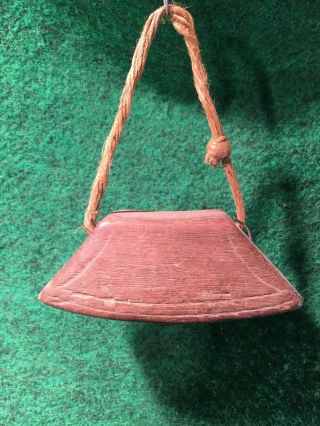 Vintage Hand Made Antique Wood Animal Bell,  Hand Carved Teak Wood Hill Tribe E
