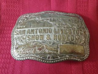 Vintage San Antonio Texas Livestock Show & Rodeo Life Member Buckle 1891
