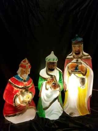 Vintage General Foam Blow Mold Nativity 3 Wise Men Man Christmas Light Up