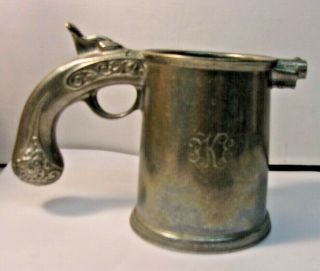 Vintage Things Remembered Pewter Pistol Tankard Mug Engraved " K "