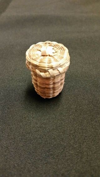 Iroquois - Mohawk Miniature " Thimble " Basket By Florence Benedict