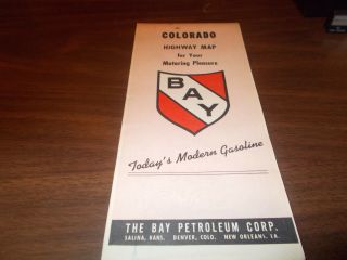 1954 Bay Petroleum Colorado Vintage Road Map