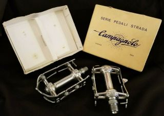 Vintage Campagnolo Nuovo Record Strada Steel Chrome Pedals Mid 1970s Campy