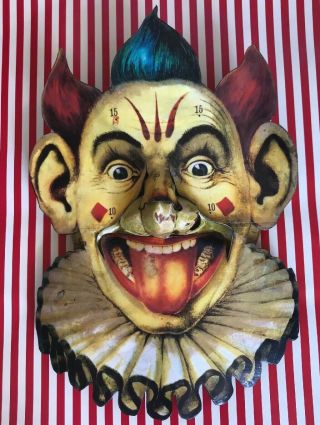 Antique/ Vintage Giant 3 Dimensional Circus Clown Mask One Of A Kind