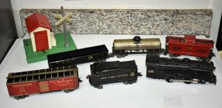 Vintage Marx 999 Locomotive & Tender And 4 Cars Train Set W/lionel 45n Gatehouse