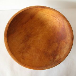 Vintage Munising Handmade Carved Wood Bowl Out Of Round Bread Dough 14 " Signed