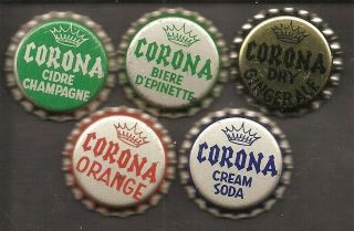 5 Corona Soda Bottle Crowns Caps From Verdun Quebec Canada