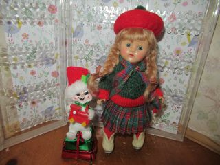 Vintage Vogue Ginny Doll 8 " Christmas Skater With Annalee Early 50s - Club Display