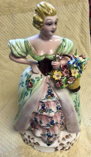 Antique Capodimonte Ginori Doccia Italy Lady Porcelain Dresden Figurine Era 1800