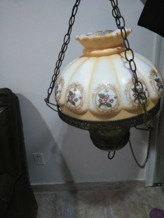 Antique Victorian Banquet Oil Lamp Hand Painted Roses Gwtw Gone With The Wind.