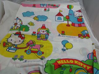 Vintage Hello Kitty Sanrio Twin Bed Sheet Graphics Fabric