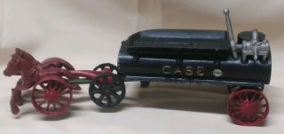 Vintage Case Cast Iron 2 - Horse Drawn Tank Wagon Bank