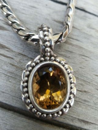 Heavy Vintage Stephen Dweck Sterling Silver 16 " Necklace W/large Citrine Stone.