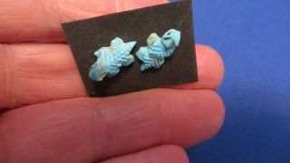 Navajo Solid Carved Sleeping Beauty Turquoise Horned Lizard Earrings
