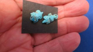 Navajo Solid Carved Sleeping Beauty Turquoise Horned Lizard Earrings 3