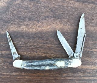 Vintage Western Boulder,  Co Usa 657 3 - Blade Stockman Knife