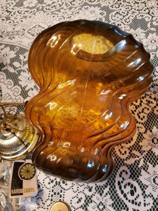 Vintage Mid Century Modern Old Stock Rando Swag Lamp Amber Glass Mcm Chain