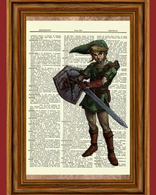 Legend Of Zelda Link Dictionary Art Print Poster Picture Video Game Character