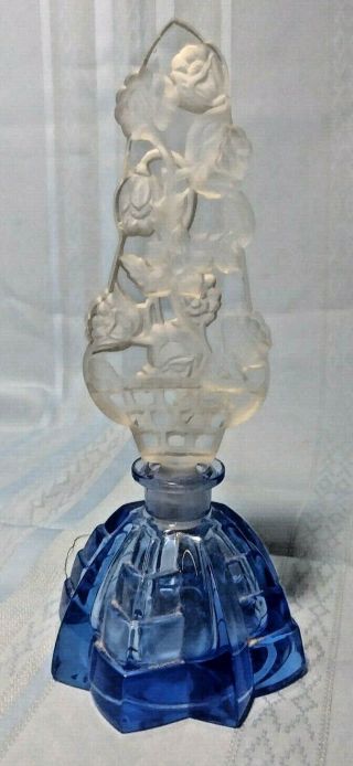 Antique Czech Clear Cut Glass Perfume Bottle