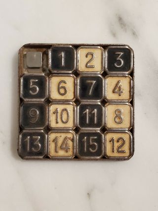 Vintage Antique Imp Metal Slide Sliding 15 Number Math Puzzle Game No Case