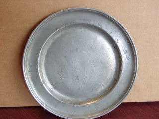 Antique American 18th Century Pewter Plate 8 " W/ Makers Marks & Owners Initials