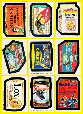 Wacky Packages Series 10 Full Set w/ Pupsi and both Puzzles (- 1) - higher grade 3