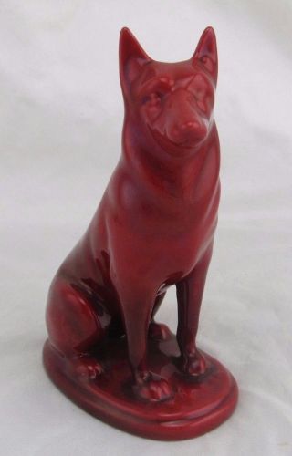Zsolnay Eosin German Shepard Dog Figurine,  Iridescent Red,  Hungary